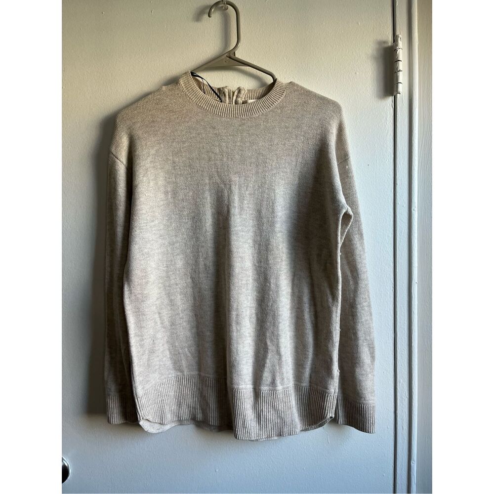 H&M Conscious XS Womens Neutral Cream High Neck Zip Back Sweater Natural